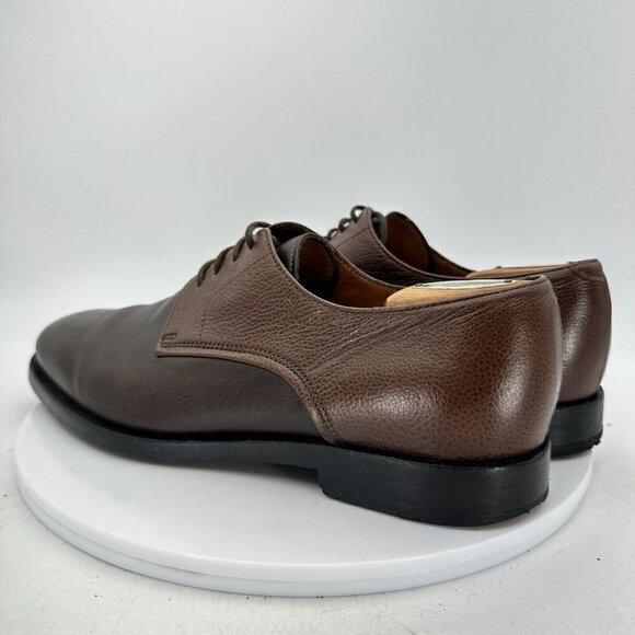 Lanvin Men Size 9 Brown Two Tone Leather Derby Lace Up Plain Toe Dress Shoes - Picture 7 of 14